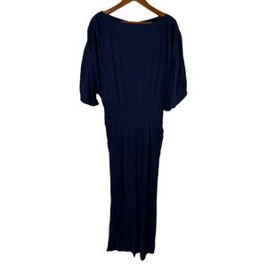 Diane Von Furstenberg Dezi Jumpsuit Size 6 Dolman Boatneck Piece Navy Blue NEW